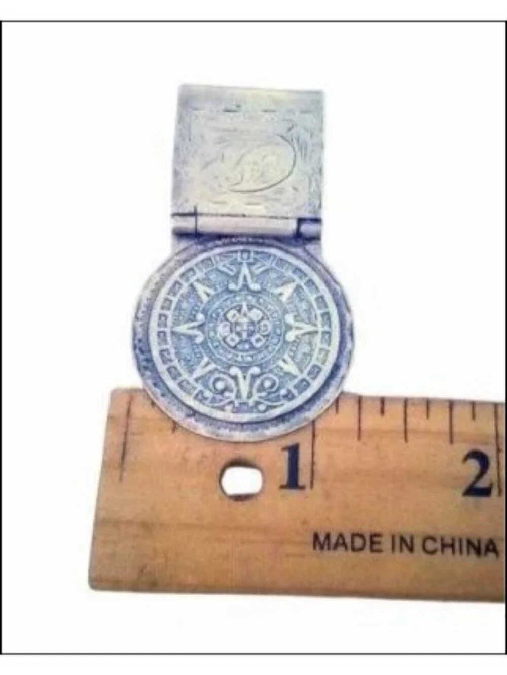 JOY-MEX 925 Sterling Silver Money Clip Aztec Calendar Mexican Vintage